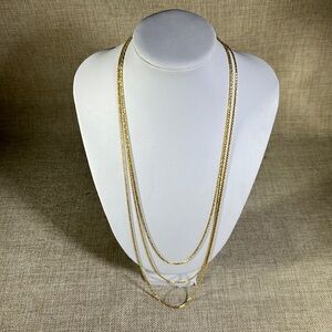 18K Yellow Gold over Stirling Silver Criss Cross Link Chain Set 18”, 20”, & 22”